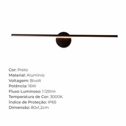 Arandela 80cm Linear 16w Led 3000k Bivolt Moderna Bivolt - 6