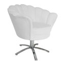 Ver imagem 2 de Poltrona Decorativa Pétala Base Giratória Metal Couro Branco Ms Decor