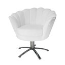 Ver imagem 1 de Poltrona Decorativa Pétala Base Giratória Metal Couro Branco Ms Decor