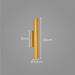 Arandela Tubo Cilindro 30cm 2 Fachos Dourada P/ 2 Mr11 St2773 - 2