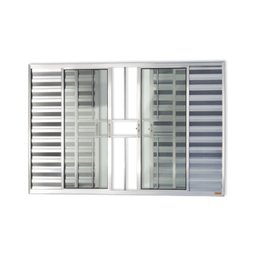Janela de Aluminio Veneziana de Correr 120x200cm 6 Folhas com Grade e Vidro Liso Confort Brimak  - 1