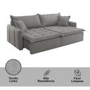 Ver mais imagens de Sofá Cama Linho em Madeira Eucalipto 220cm Braço 20cm Arizona Meu Sofá Online