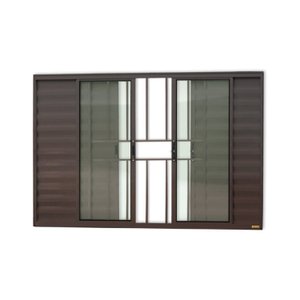 Janela Janela Veneziana Confort 6 Folhas com Grade Vidro Liso 120cm x 200cm Brimak