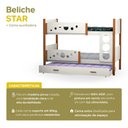 Ver imagem 3 de Beliche Solteiro Star MDF com Cama Auxiliar e 3 Colchões Infantil - Branco Mel
