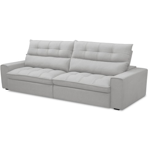 Sofá Retrátil Reclinável para Sala de Estar Living 250cm Dimas F04 Bouclê Cinza - Lyam Decor