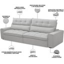 Ver imagem 3 de Sofá Retrátil Reclinável para Sala de Estar Living 250cm Dimas F04 Bouclê Cinza - Lyam Decor