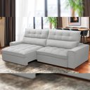 Ver imagem 2 de Sofá Retrátil Reclinável para Sala de Estar Living 250cm Dimas F04 Bouclê Cinza - Lyam Decor