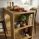 Ver imagem 6 de Bancada Ilha Gourmet Americana 90cm 2 Prateleiras Bologna Marrom - Mademóvel