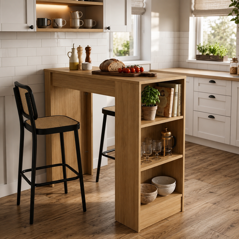 Bancada Ilha Gourmet Americana 90cm 2 Prateleiras Bologna Marrom - Mademóvel