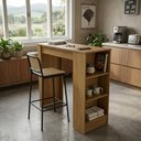 Ver imagem 2 de Balcão Bancada Cozinha Ilha Gourmet Americana 90cm 2 Prateleiras Marrom - Mademovel