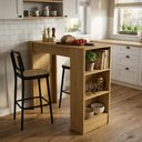 Ver imagem 1 de Balcão Bancada Cozinha Ilha Gourmet Americana 90cm 2 Prateleiras Marrom - Mademovel