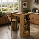 Ver imagem 3 de Bancada Ilha Gourmet Americana 90cm 2 Prateleiras Bologna Marrom - Mademóvel