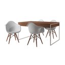 Ver imagem 2 de Mesa Jantar Industrial Filadélfia Amêndoa 137x90cm Base Ferro Branco com 4 Poltronas Brancas Eames E