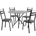 Ver imagem 2 de Conjunto Sala de Jantar Mesa Redonda 80cm Tampo Granito com 4 Cadeiras Milla Preto/Platina/Ocre