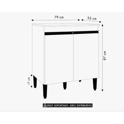 Balcão P/ Cooktop Andreia 4 ou 5 Bocas Amendoa Branco - Ajl Móveis - 4