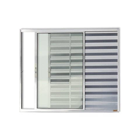 Janela de Aluminio Veneziana de Correr 120x150cm 3 Folhas com Vidro Liso Confort Brimak Branco/Brilh