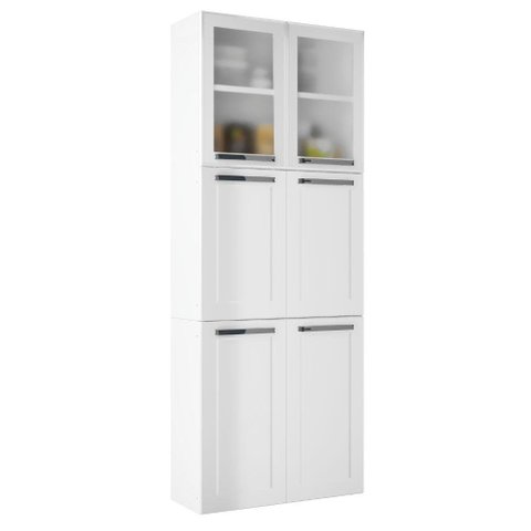 Paneleiro de Cozinha Itatiaia 6 Portas 2 Em Vidro Florença Branco Neve