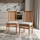 Ver imagem 1 de Conjunto de 2 Cadeiras União em Linho Estofado 100% Madeira Maciça para Sala de Jantar