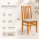 Ver imagem 2 de Conjunto de 2 Cadeiras União em Linho Estofado 100% Madeira Maciça para Sala de Jantar