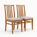 Ver imagem 2 de Conjunto de 2 Cadeiras União em Linho Estofado 100% Madeira Maciça para Sala de Jantar