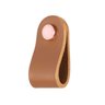 Puxador Couro Móveis Ponto Bali 6,5cm Couro Legítimo Caramelo Cor do Metal 1,4cm:rose - 1