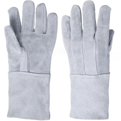 Luva de Raspa em Couro Punho 15 Proteção Individual Epi Segurança do Trabalho Soldador Construção