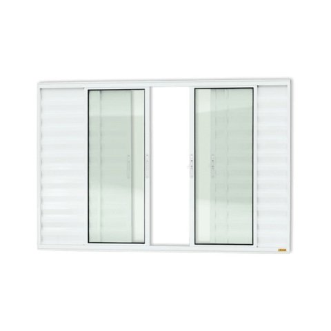 Janela de Aluminio Veneziana de Correr 100x120cm 6 Folhas com Vidro Liso Confort Brimak Branco