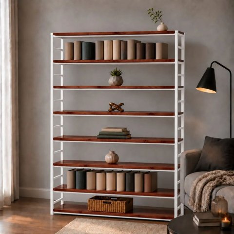 Estante Multiuso Organizador Livreiro Estilo Industrial 180x120 Branco Mogno
