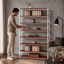 Ver imagem 3 de Estante Multiuso Organizador Livreiro Estilo Industrial 180x120 Branco Mogno