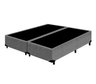 Cama Box Bipartido Premium King 1,93 X 2,03 X 0,32 Sued Cinza