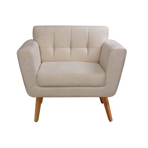 Poltrona Decorativa Bruna Cadeira Living Moderna Recepção Escritório - Veludo Capuccino