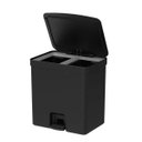 Ver imagem 1 de Lixeira Coleta Seletiva com Pedal para Cozinha 20L Trium Duplo Compartimento OU Preto Fosco