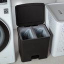 Ver imagem 3 de Lixeira Coleta Seletiva com Pedal para Cozinha 20L Trium Duplo Compartimento OU Preto Fosco