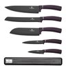 Jogo 5 Facas + Suporte Magnético Purple Berlinger Haus Kit Faqueiro Chef Churrasco - 2