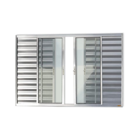 Janela de Aluminio Veneziana de Correr 120x200cm 6 Folhas com Vidro Liso Brimak Brilhante