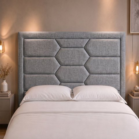 Cabeceira para Cama Box King 215cm Kauai Linho Cinza - Sallar Home