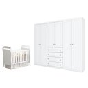 Ver imagem 1 de Berço Americano Danny Branco Acetinado Reller e Guarda Roupa Casal Americano 6 Portas Branco Hp -