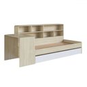 Ver imagem 2 de Cama Solteiro Infanto Juvenil com Escrivaninha para Estudo Estante e Cama Auxiliar Carvalho/branco -