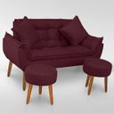 Ver imagem 1 de Kit Namoradeira+ 2 Puff Redondo+ 2 Almofadas Suede Bordo -rv Decora