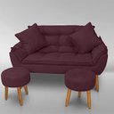 Ver imagem 3 de Kit Namoradeira+ 2 Puff Redondo+ 2 Almofadas Suede Bordo -rv Decora