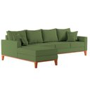 Ver imagem 3 de Sofá 4 Lugares Beny com Chaise Esquerdo Linho Verde Oliva