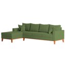Ver imagem 4 de Sofá 4 Lugares Beny com Chaise Esquerdo Linho Verde Oliva