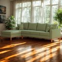 Ver imagem 2 de Sofá 4 Lugares Beny com Chaise Esquerdo Linho Verde Oliva