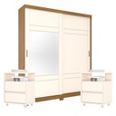Ver imagem 1 de Guarda Roupa Casal Verg com Kit Mesa de Cabeceira Campeche Nature Off White - Henn