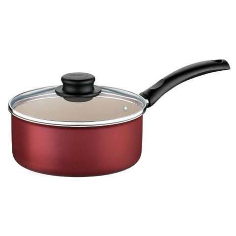 Panela Antiaderente com Tampa de Vidro 18 Cm 2l Turim Vermelho Tramontina