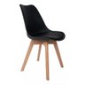 Cadeira de Jantar Saarinen Leda Tulipa Base Wood Madeira Maciça com Estofado em Couro Preto - 1