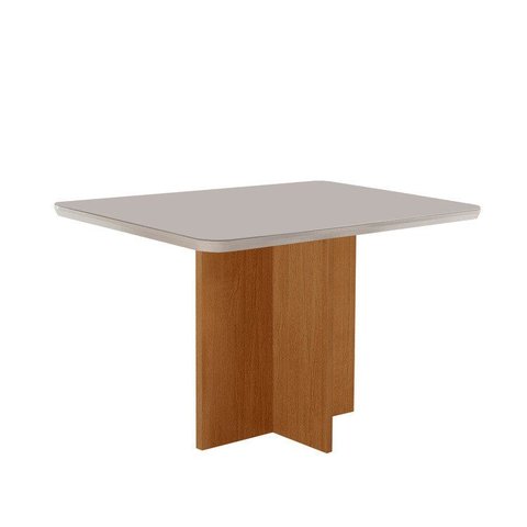 Mesa p/ Sala de Jantar Moscou 120 Tampo 100% MDF c/ Vidro Canto Copo Marrom/Off White/Marromle/Serig