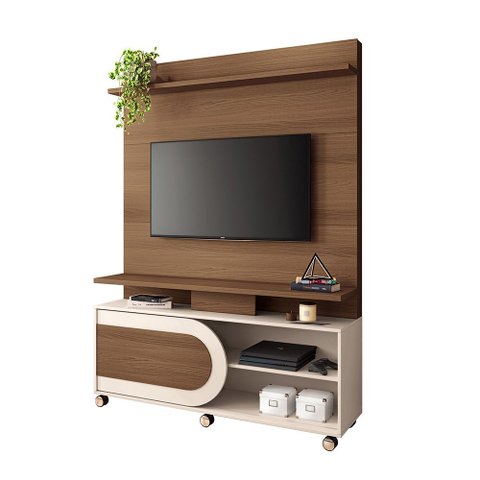 Estante de Tv 55 Pol 136cm Nami Castanho/off White H01 - D’Rossi