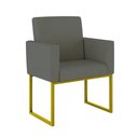 Ver mais imagens de Kit Sofá 2 Lugares + 2 Poltronas Recepção Sala Base Dourada Cor:cinza Cinza