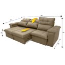 Ver imagem 6 de Sofá Retrátil Reclinável Verona 2,30m Suede Velut Bege Molas Ensacadas - King House